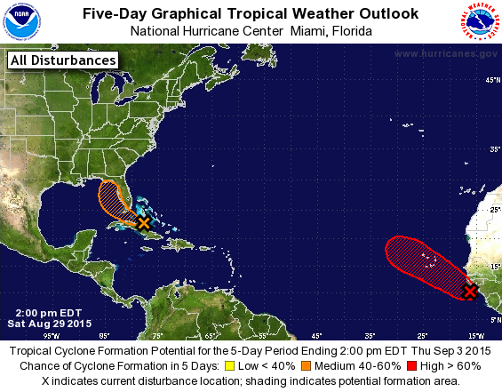 Five-day outlook for tropical cyclone development.