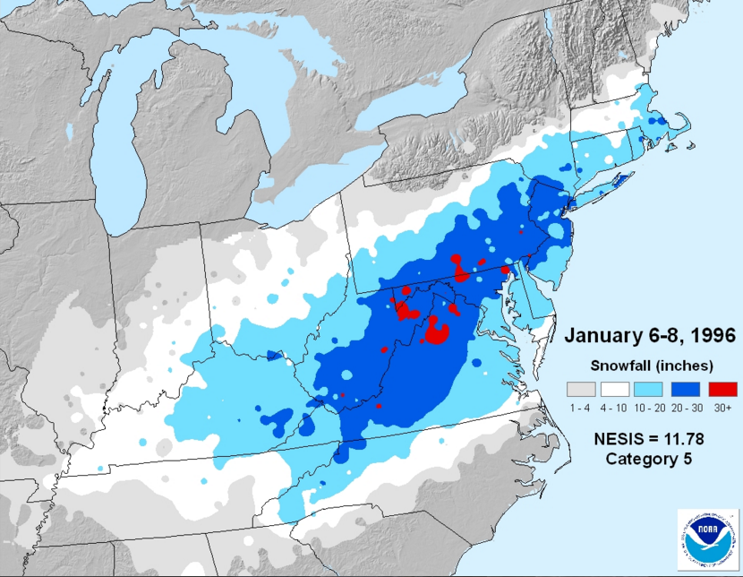 Blizzard of 1996 is similar for the DC area in snowfall output, but not so similar to the Northeast.