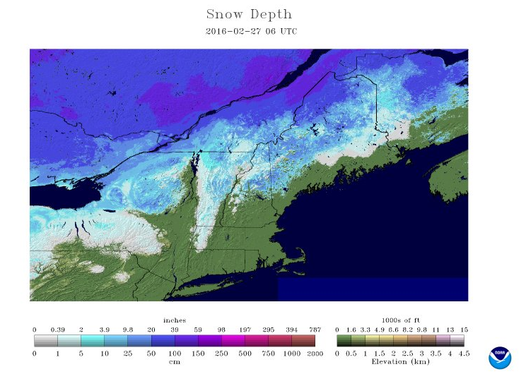 Current snow pack as of Friday night.