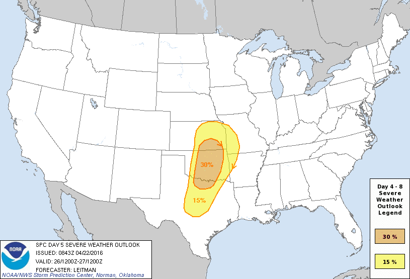 Severe Weather Outlook for Tuesday from the Storm Prediction Center
