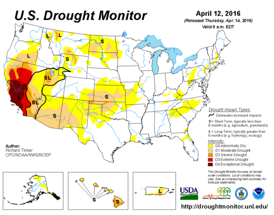 Moderate to Severe drought conditions have formed in portions of the Central and Southern Plains.