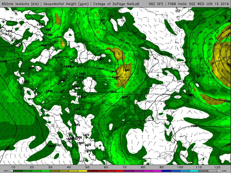 Strong low level jet in the Northern Plains along with the Central Plains and Middle Mississippi Valley helping fuel heavy rain and strong to severe thunderstorms respectively. 