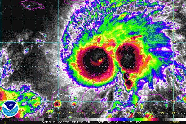 Satellite loop of Hurricane Matthew from Friday evening September 30. Loop provided by NOAA.