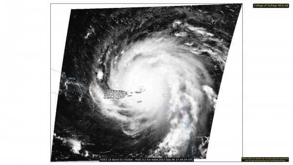 Visible Satellite photo of Hurricane Irma early Wednesday afternoon. Image provided by the College of DuPage.